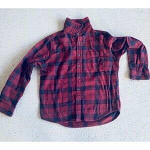 Eddie Bauer Black , Red Plaid Flannel Shirt Long Sleeve Size Medium